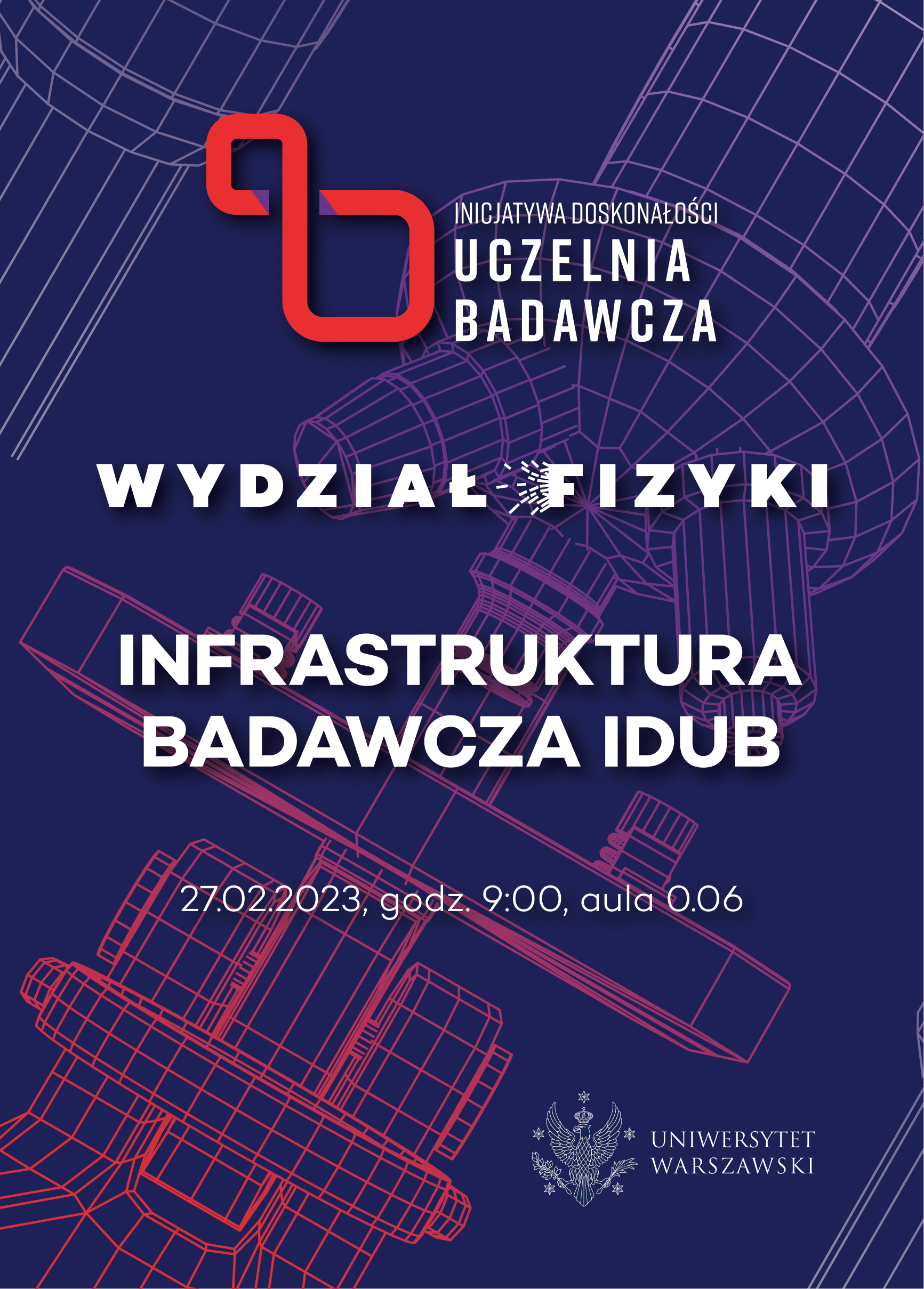 Plakat konferencji "Infrastruktura badawcza IDUB"