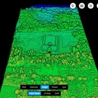 Colour scheme illustrating the elevation parameters of the point cloud. Image generated in DJI Terra.